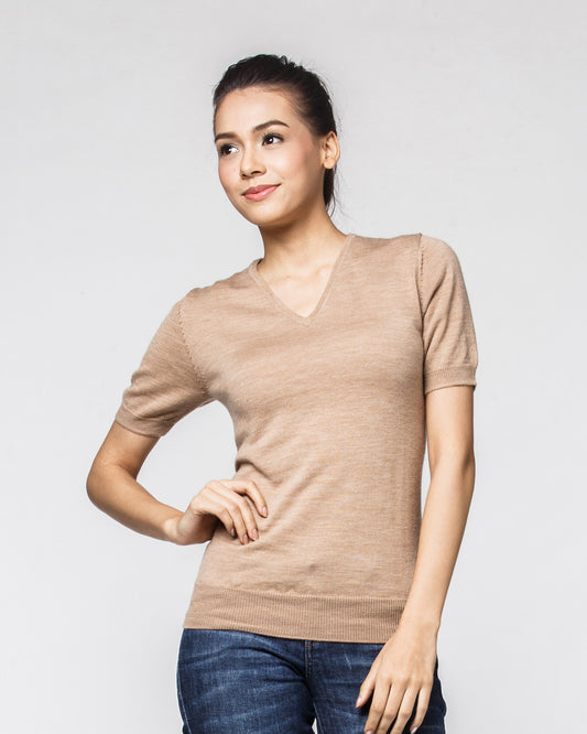 Women's Classic V Neck Shortsleeves Thermal Tee